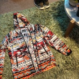 Funky Sw style windbreaker hoodie with thumbholes